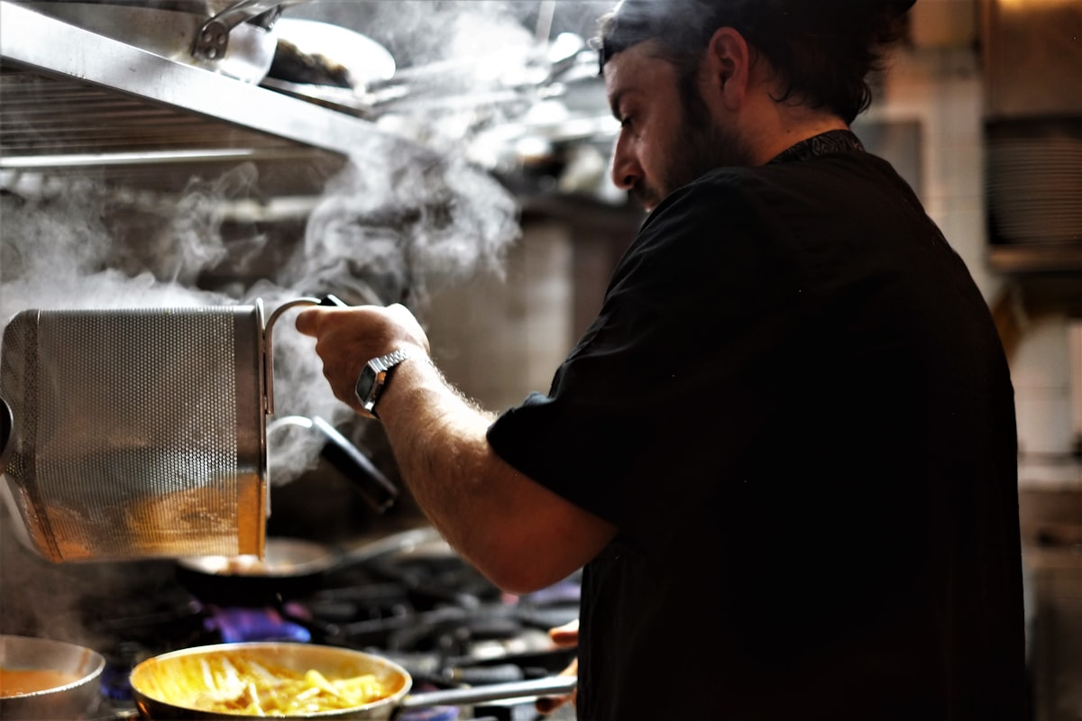 Professional kitchen technique demonstration